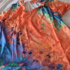 Orange and Green Patterned Top